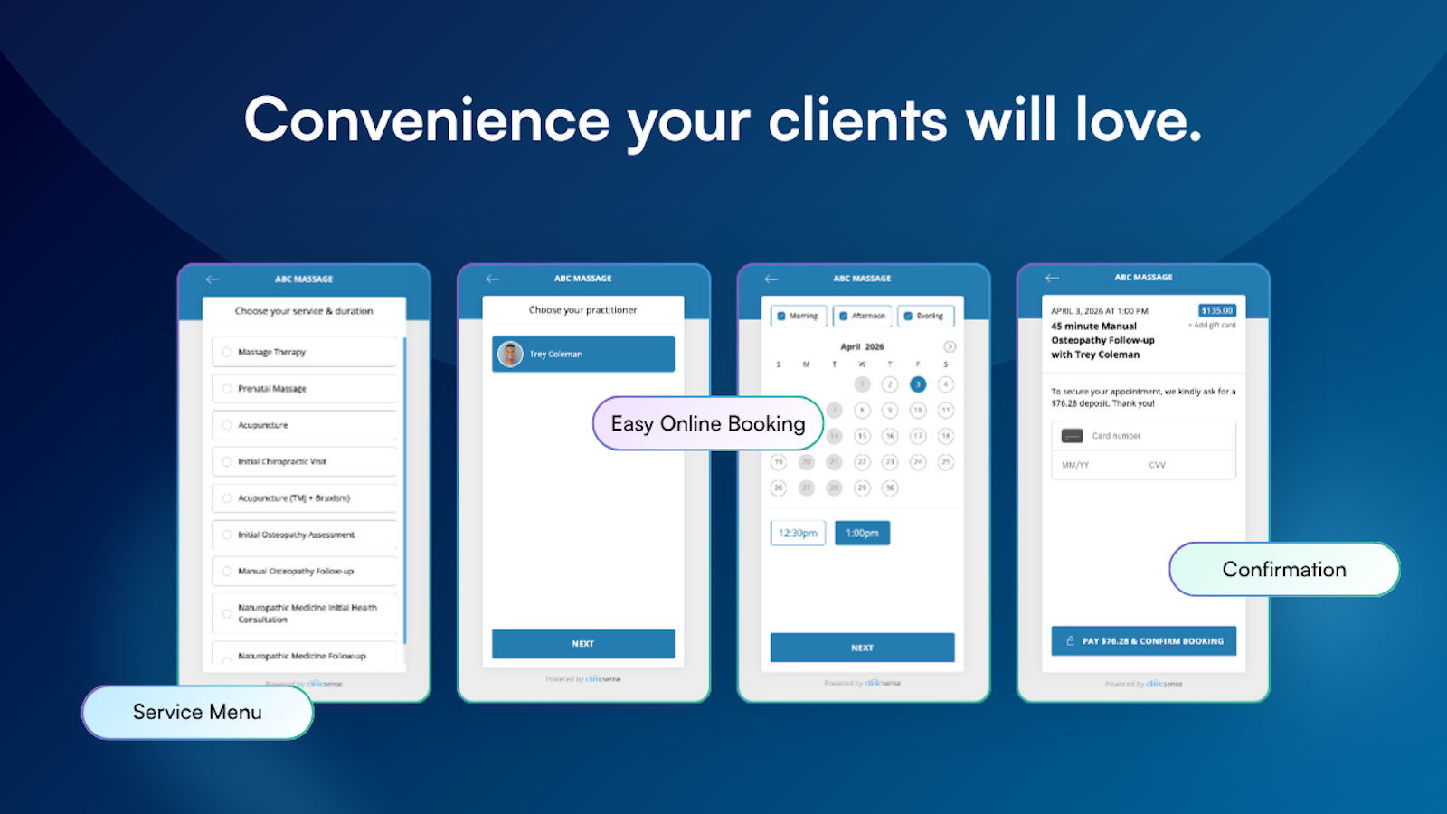 Online booking for clients