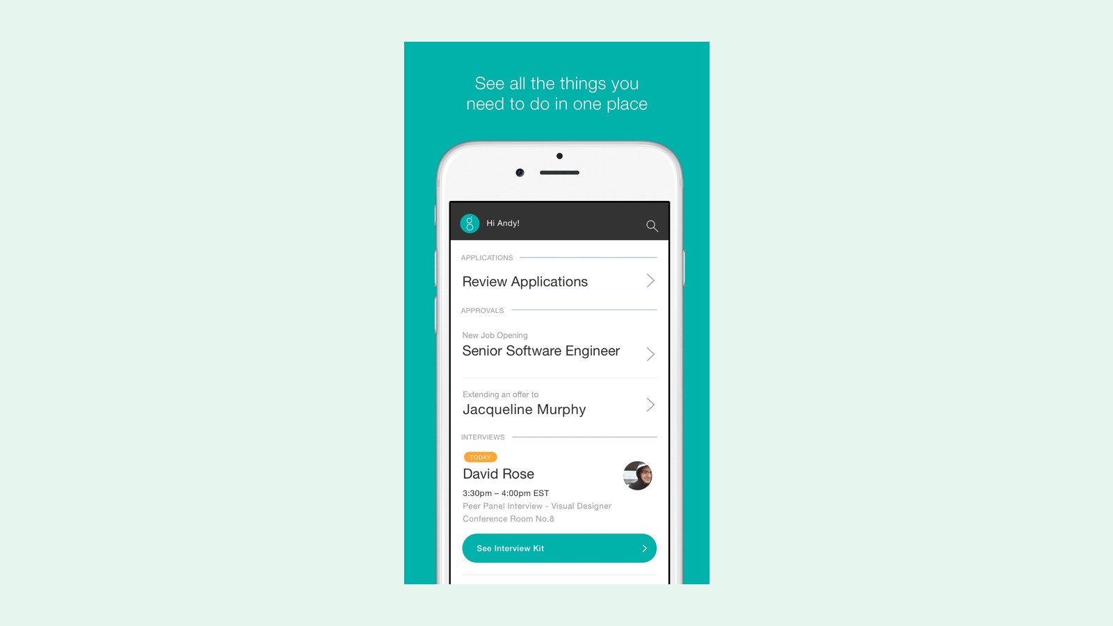 Greenhouse Recruiting to-do list (App Store screenshot)
