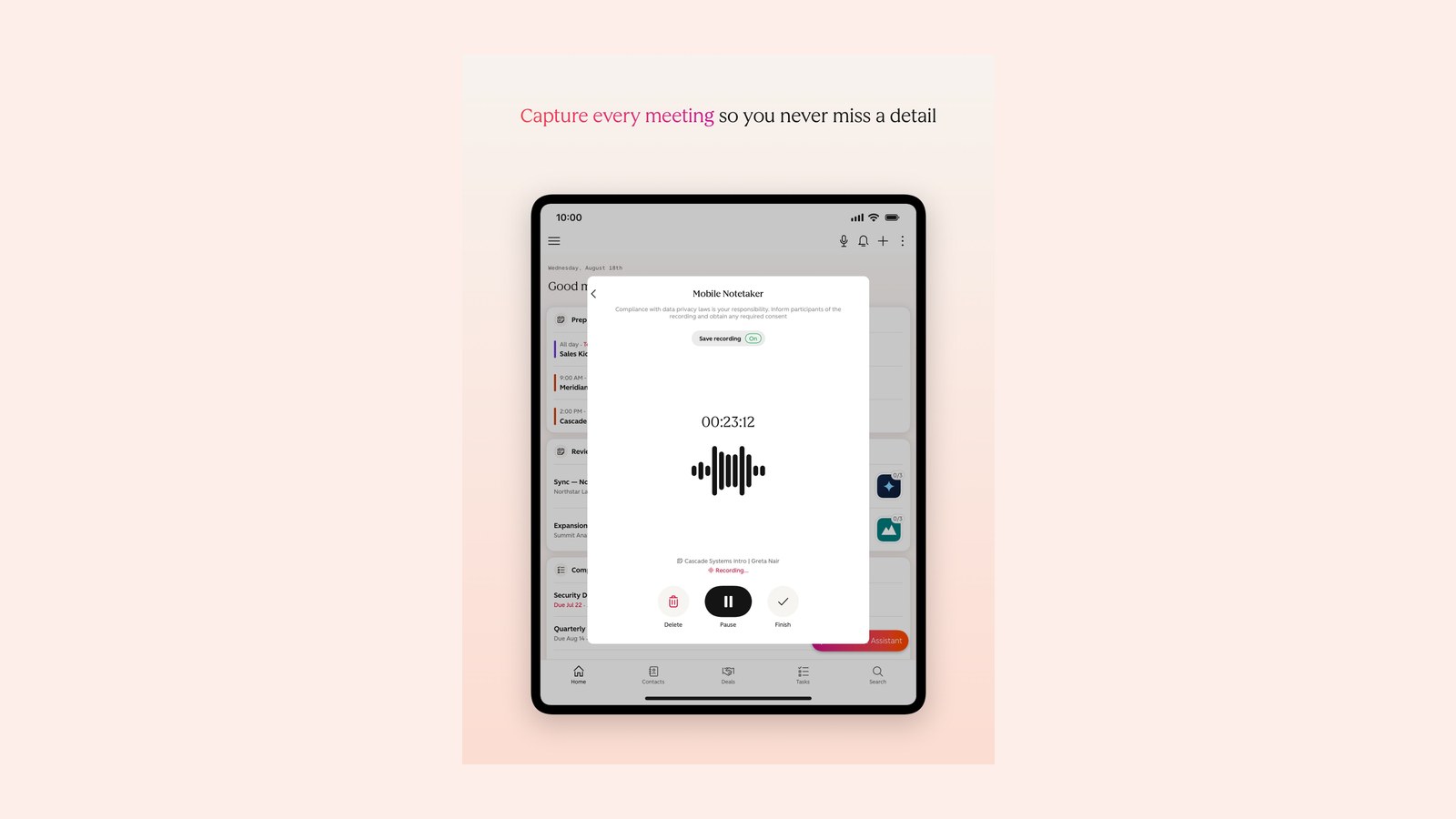 HubSpot mobile notetaker for meetings (App Store screenshot)