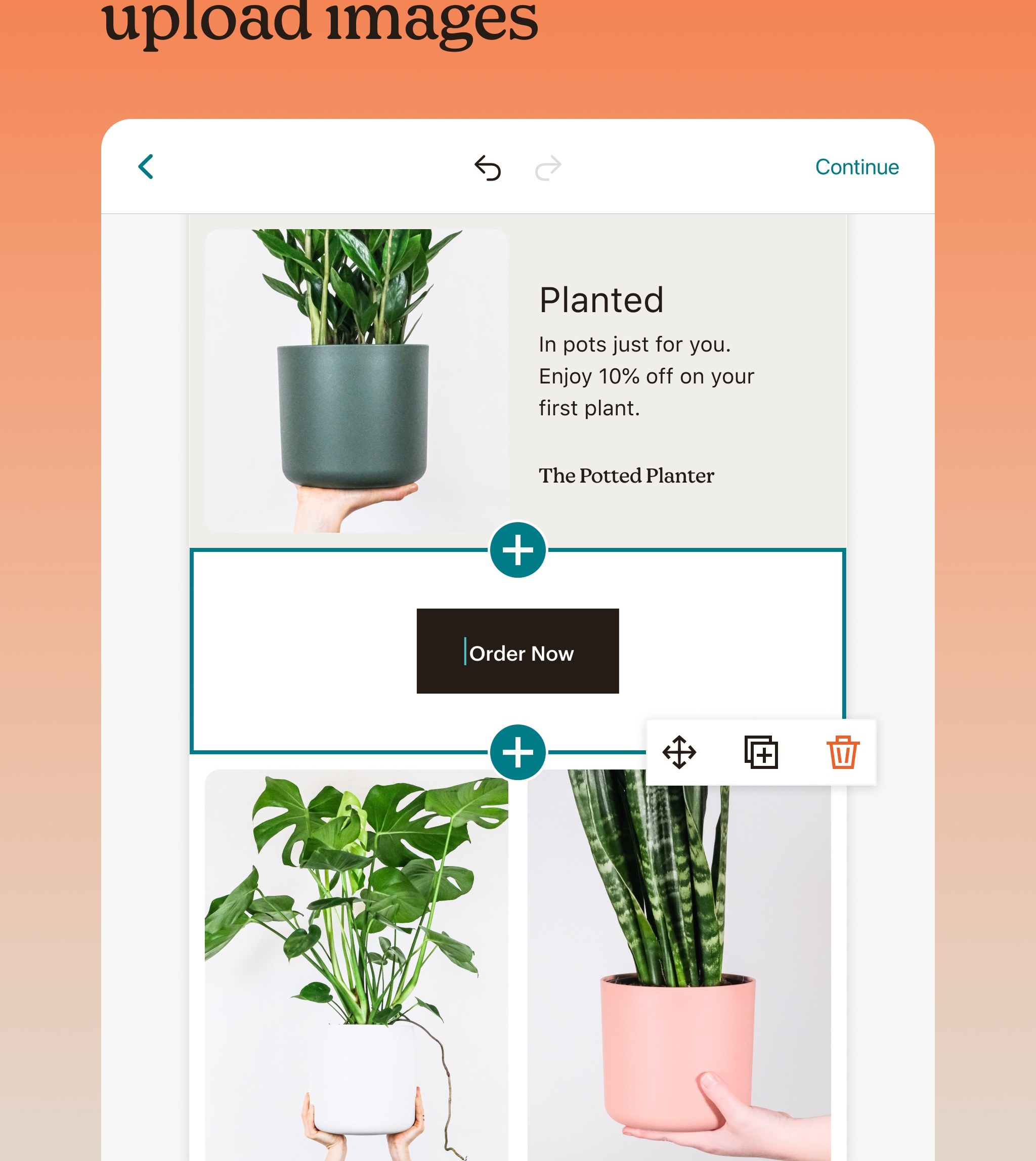 Mailchimp content and image library (App Store screenshot)