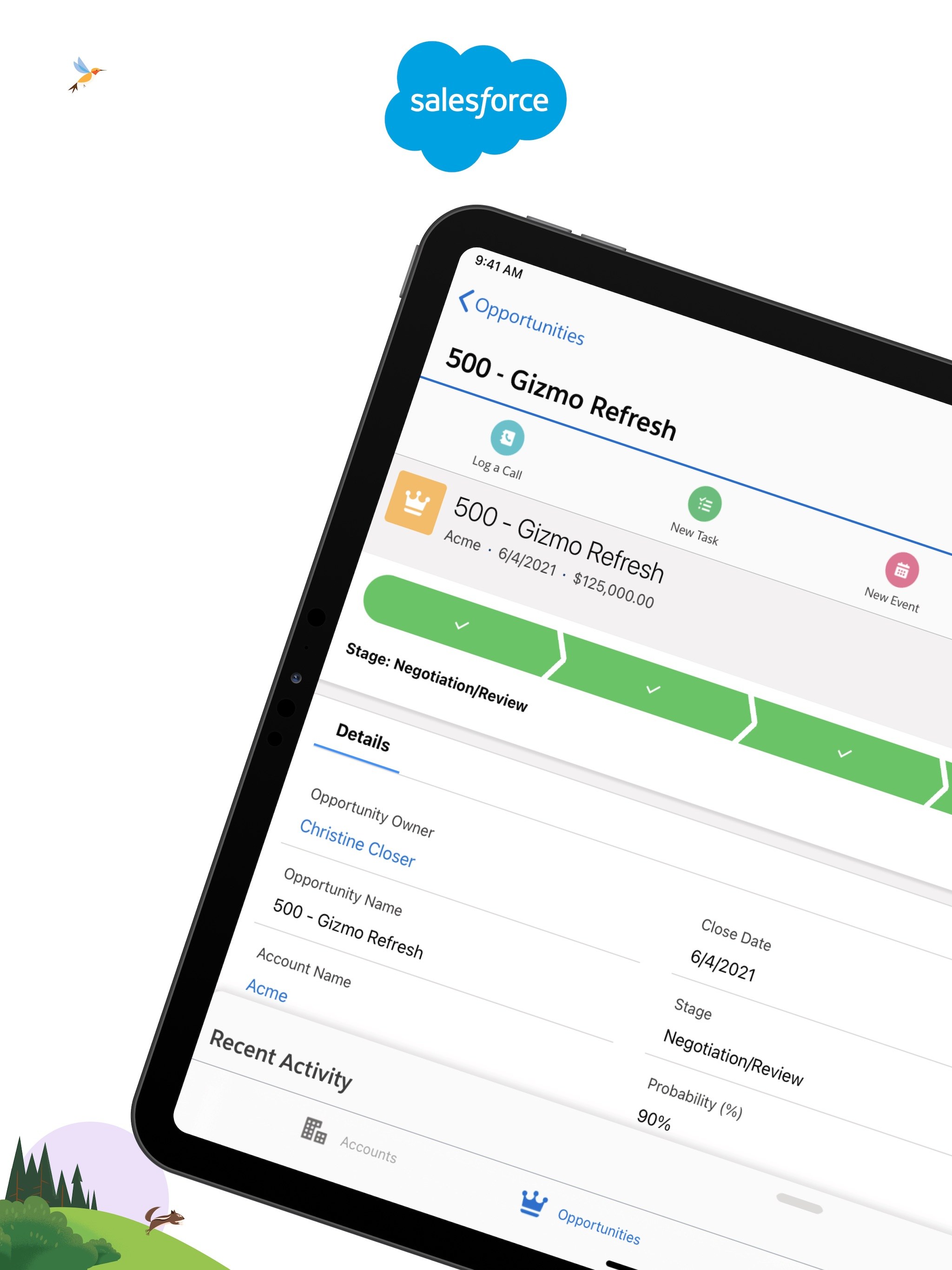 Salesforce mobile opportunity record (App Store screenshot)