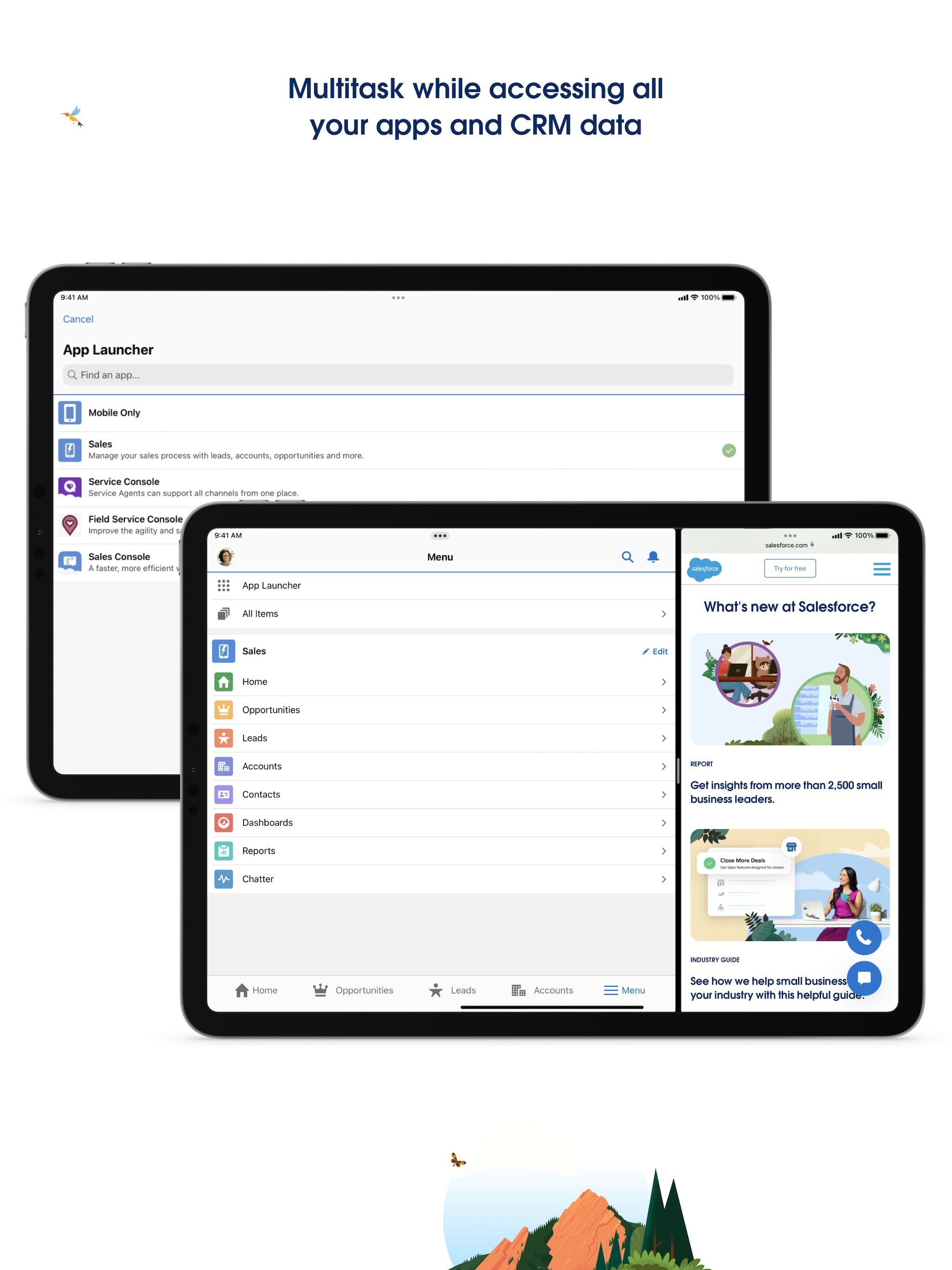 Salesforce app launcher with multitasking (App Store screenshot)