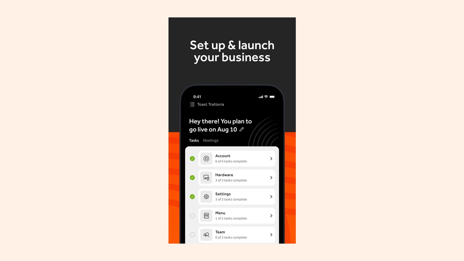 Toast Now launching a business (App Store screenshot)