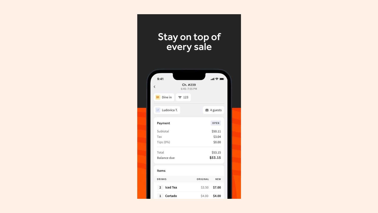 Toast Now sales tracking (App Store screenshot)