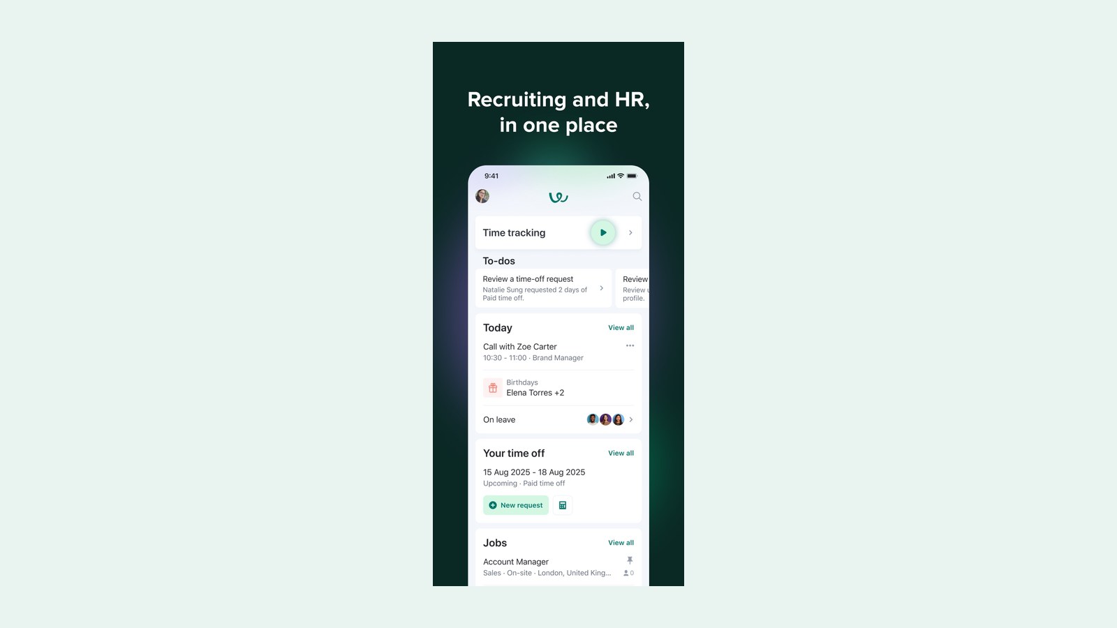 Workable recruiting and HR in one place (App Store screenshot)